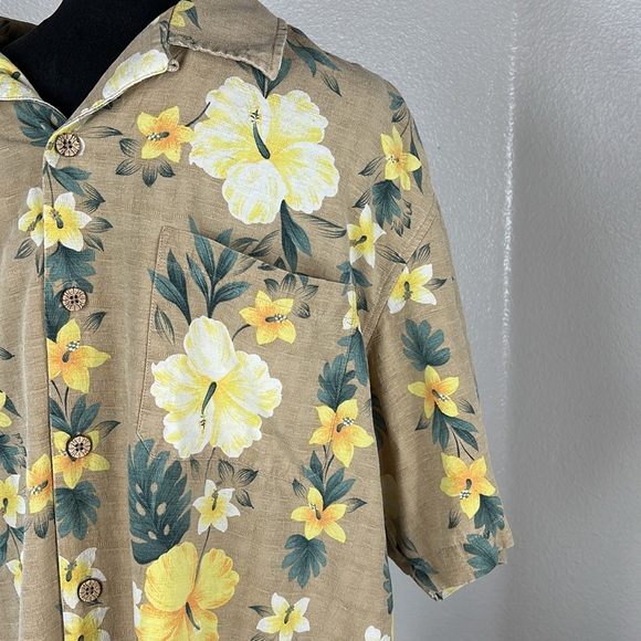 Caribbean Joe Men’s 100% Silk Hawaiian Aloha Floral Button Dress Shirt Size XL - Picture 3 of 12